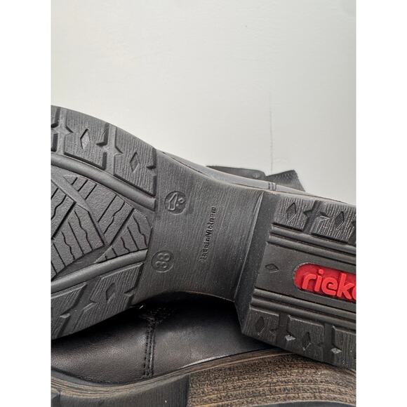 RIEKER Boots 38 Faith Black Smooth Leather Stretch Zip Tall Boot Z9591-00 NEW - Picture 8 of 11